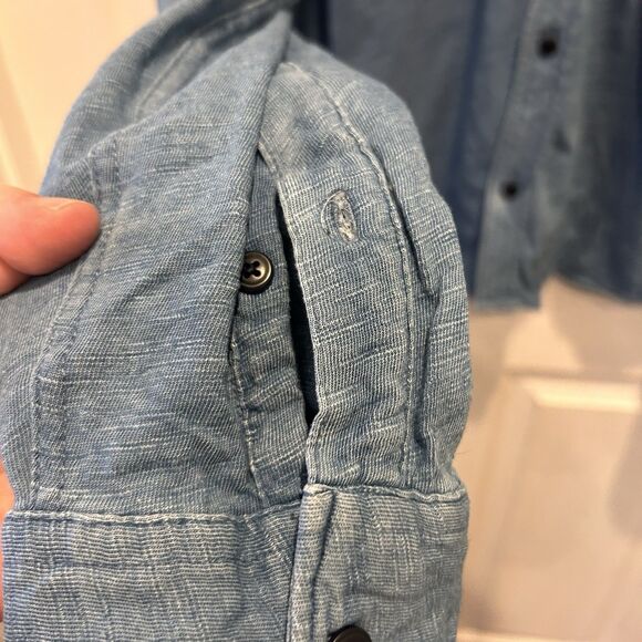 32 Degrees Cool Mens 100% Cotton‎ Long Sleeve Button-Up Shirt Blue Large - Picture 4 of 7